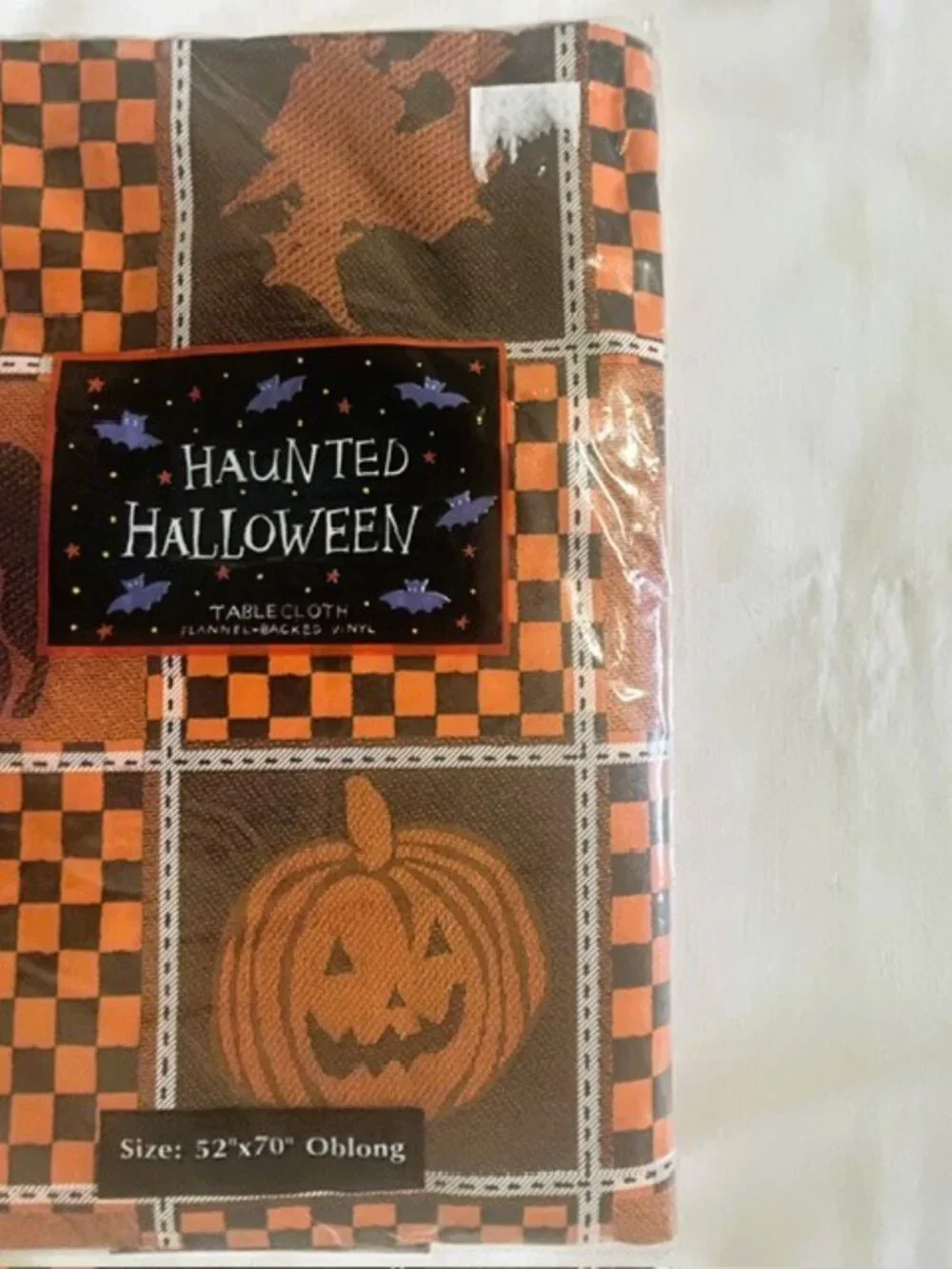 Halloween Table Cloth Haunted 52 x 70 in Oblong Vinyl  Polyester Backed